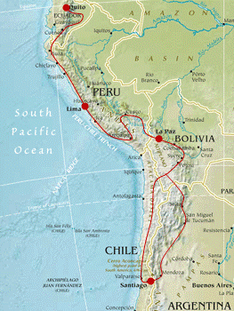 Map for Along the Andes