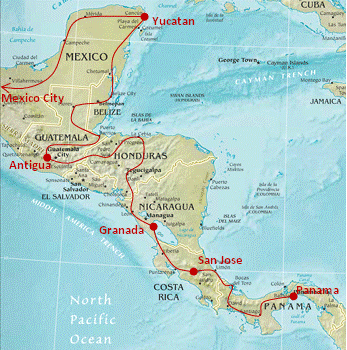 Map for Central America Explorer