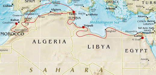 Map for Trans-Maghreb
